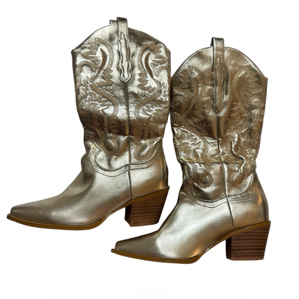 Metallic Gold Western Fashion Party Cowboy Boots
